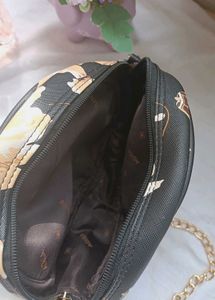 Floral Black Round Bag