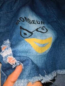 Graphic Print Denim Shorts