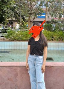 Zara Wide Leg Ripped Jeans