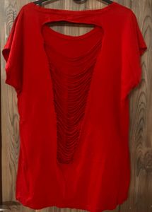 Open-Back Red Graphic Tee