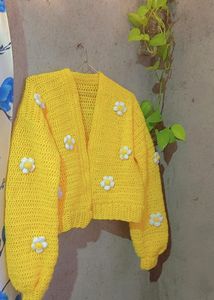 Crochet Butter Yellow Cardigan 🎀💛