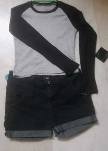 Tee &amp; Denim Shorts Set