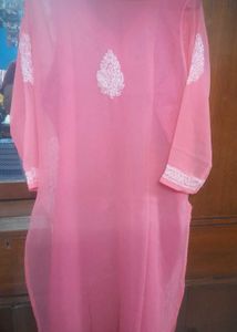 Pink Chikankaari Embroidered Kurta Set