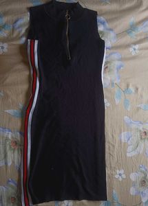 Black Racer Stripe Mini Dress