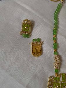 Elegant Green Beaded Kundan Necklace
