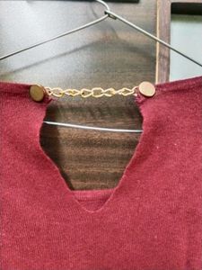 Maroon Cold Shoulder Top