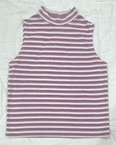 Korean Mock Neck Striped Top