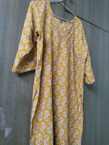 Mustard Cotton Kurta Pant Set