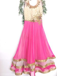 Pink & Gold Embellished Party Dress