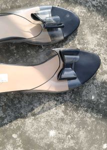 Transparent black Bow heels