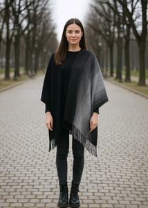 Stylish Black &amp; Gray Fringed Shrugs