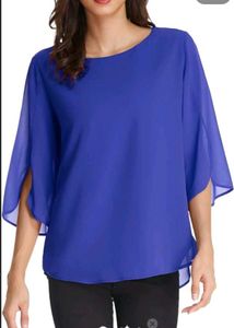 New With Tag A Line Blue Long Cute Korean Top