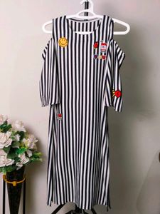 Striped Cold Shoulder Dress