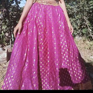 Magenta & Gold Lehenga Skirt