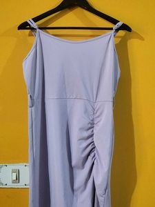 Lilac Ruched Bodycon Midi Dress