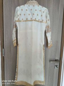 Off White Embroidered Kurta Set
