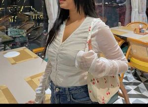 glitch white ruched top