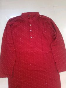 Maroon Embroidered Kurta