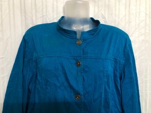 CHICO&#39;S Aqua Stretch  Button Down Casual Jacket