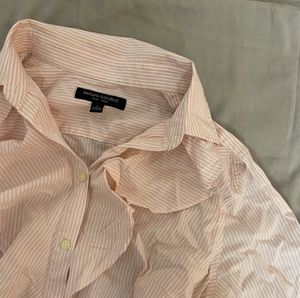 Banana Republic Brand Striped Ruffle Shirt