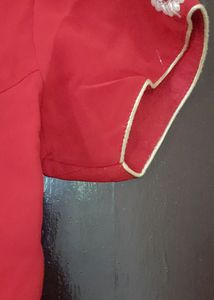 Red Pearl Work Saree