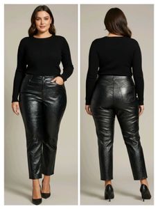 Plus Size Stylish Womens Leather Pants waist 36