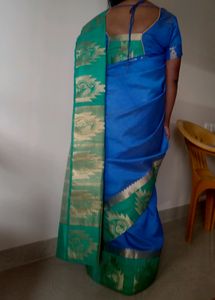 Blue And Green Saree With Blouse