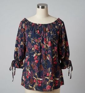 Floral Print Off-Shoulder Top [Size - M,L]