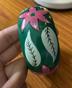 Hand Painted Green Floral Bangle