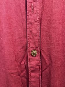 Maroon Band Collar Casual Shirt