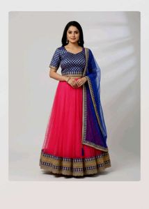 Pink & Blue Lehenga