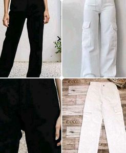 Black straight fit jeans+White cargo 🌻
