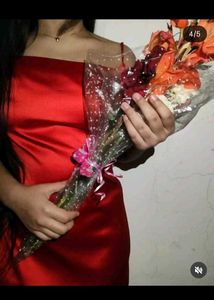 Backless Red Satin Dress