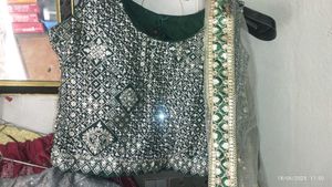 e Grey +green Lehenga