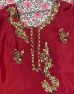 Maroon Suit With Contrast dupatta