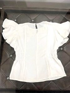 White Flutter Sleeve Top