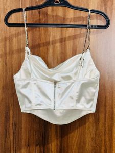 White Corset Top with Chain Straps