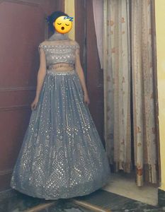 Off Shoulder Back Less Lehenga