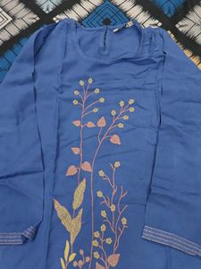 Blue Embroidered Tunic Dress