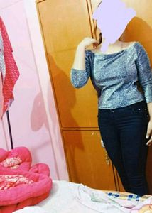Grey Embellished Velvet Crop Top