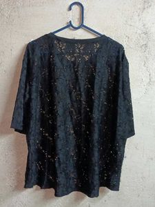 🇨🇳 Oversized See-through Fashion Lace Top Black
