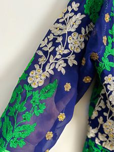 Royal Blue Embroidered Anarkali – Custom Stitched
