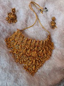 Gold Plated Necklace and Earrings Jewellery Set