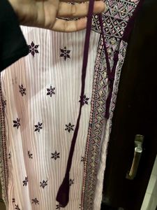 Wine Colour Stiched Dress With Dupatta