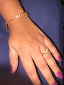 “Elegant Gold Bracelet & Ring Set”