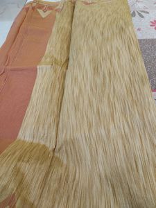 Peach And Beige Dual Tone Supernet Saree
