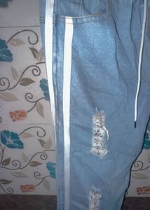 Distressed Denim Joggers