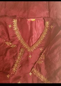 Maroon Embroidered Kurti
