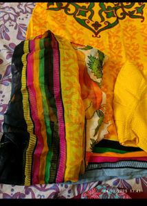 L-xl size Yellow Printed Salwar Suit Set