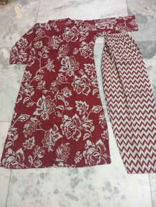 A Red Burgandi Kurti 2 Piece